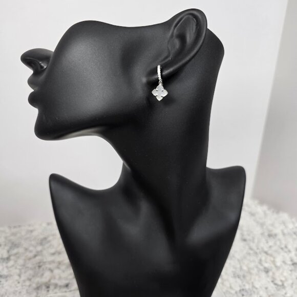 Adornia Floral Dangle Mother of Pearl Hoop Earrings - Picture 2 of 4